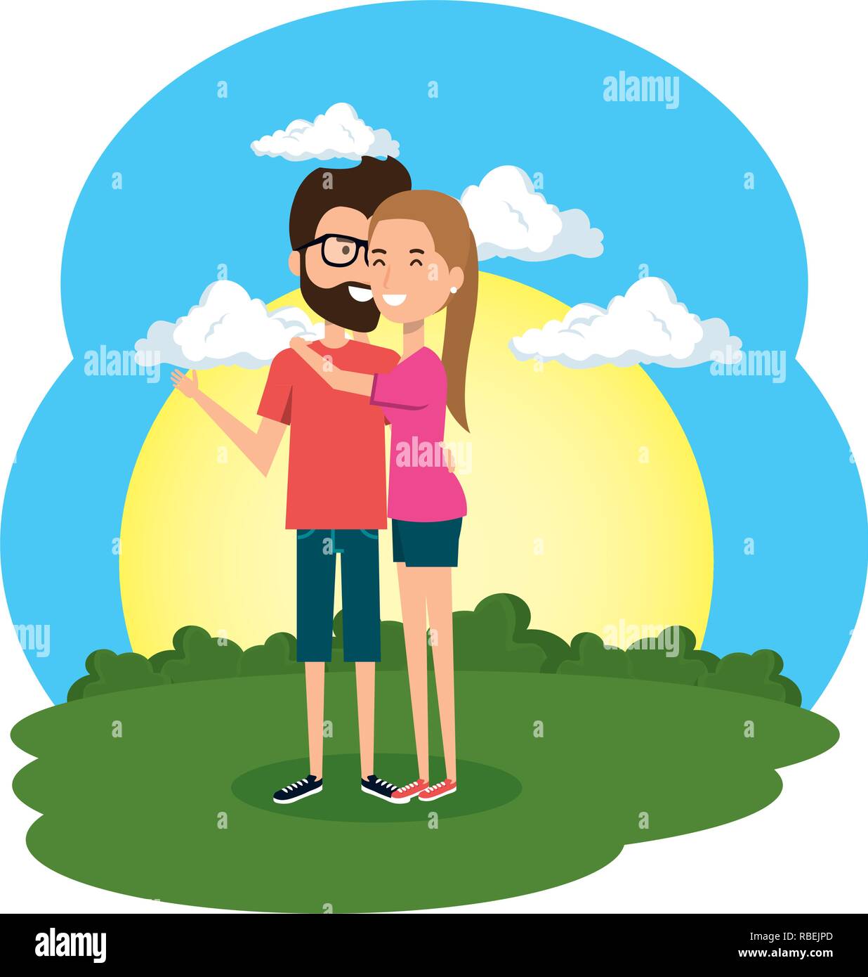 lovers couple in the camp scene Stock Vector Image & Art - Alamy