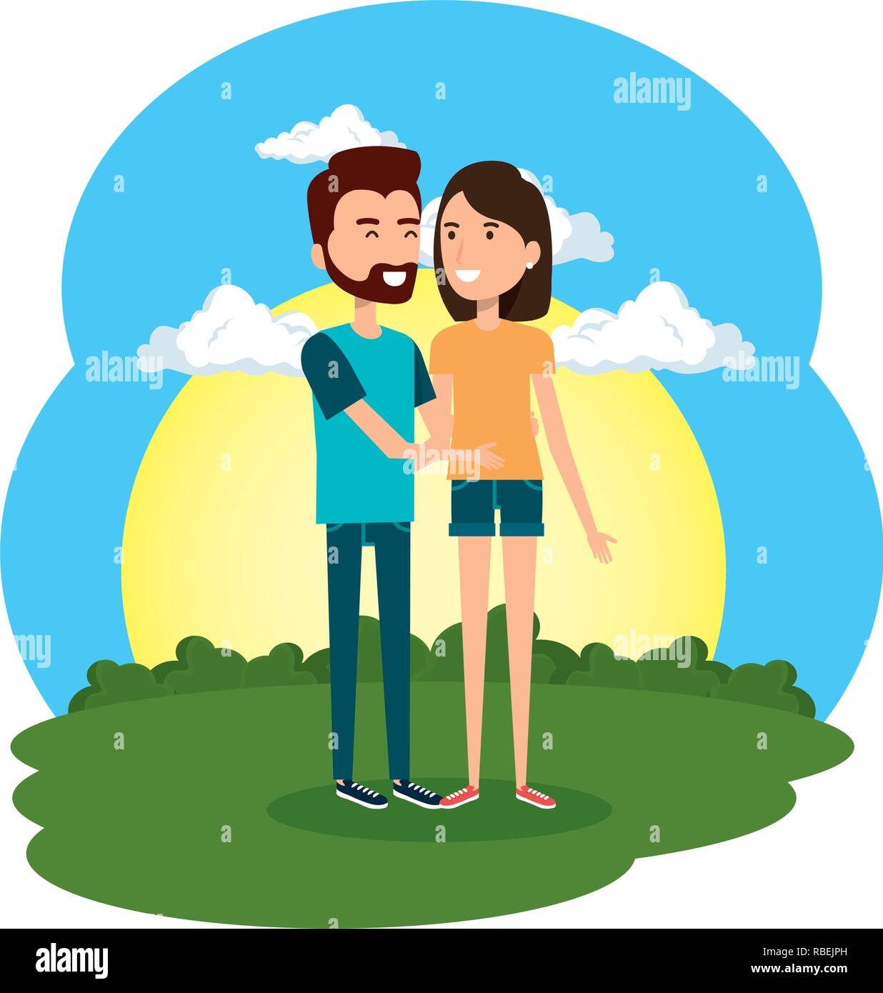 lovers couple in the camp scene Stock Vector Image & Art - Alamy