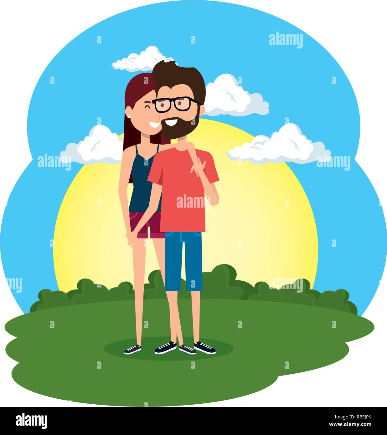 lovers couple in the camp scene Stock Vector Image & Art - Alamy