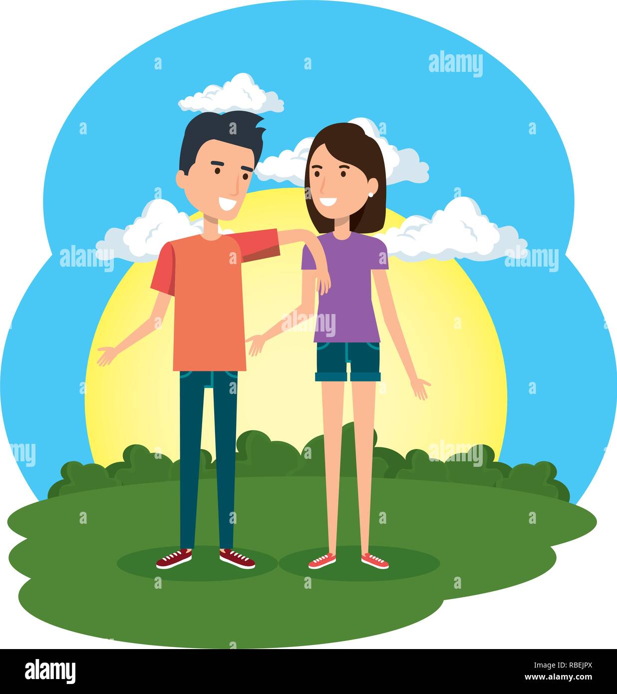 lovers couple in the camp scene Stock Vector Image & Art - Alamy