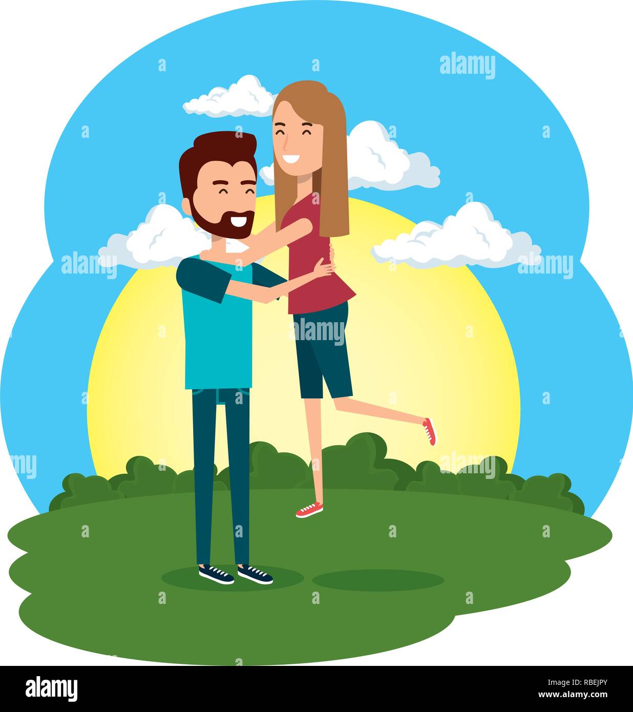 lovers couple in the camp scene Stock Vector Image & Art - Alamy
