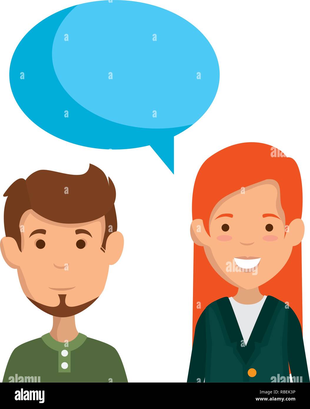 young couple with speech bubble characters Stock Vector Image & Art - Alamy