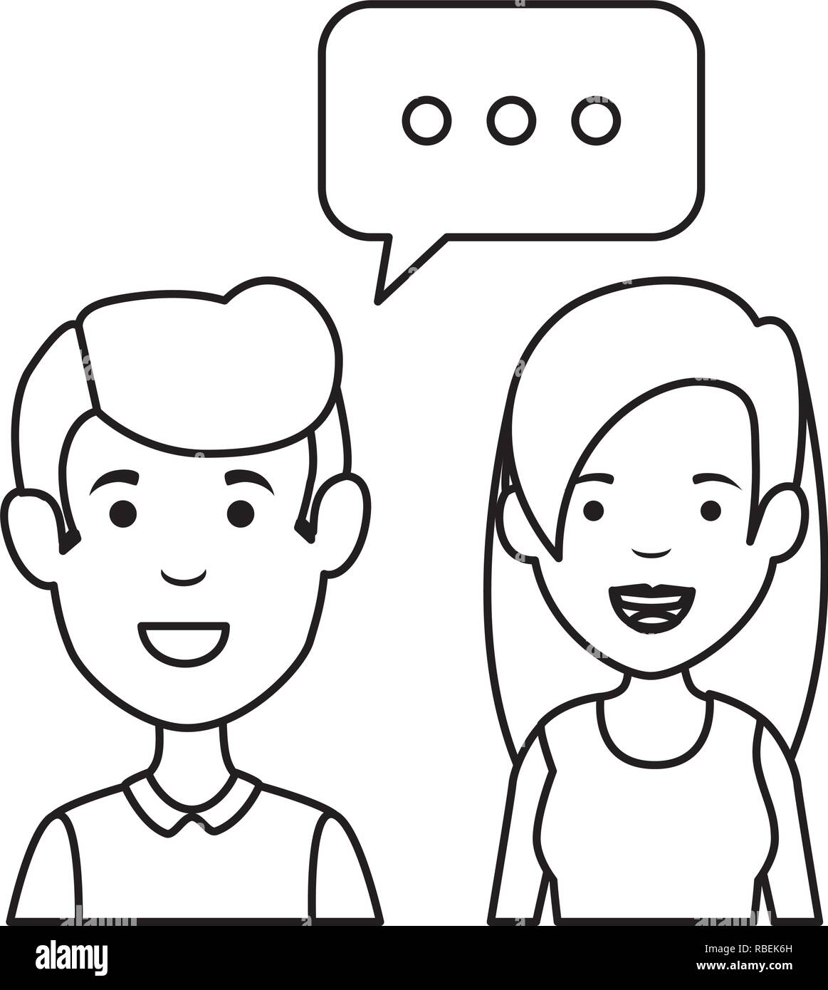 young couple with speech bubble characters Stock Vector Image & Art - Alamy