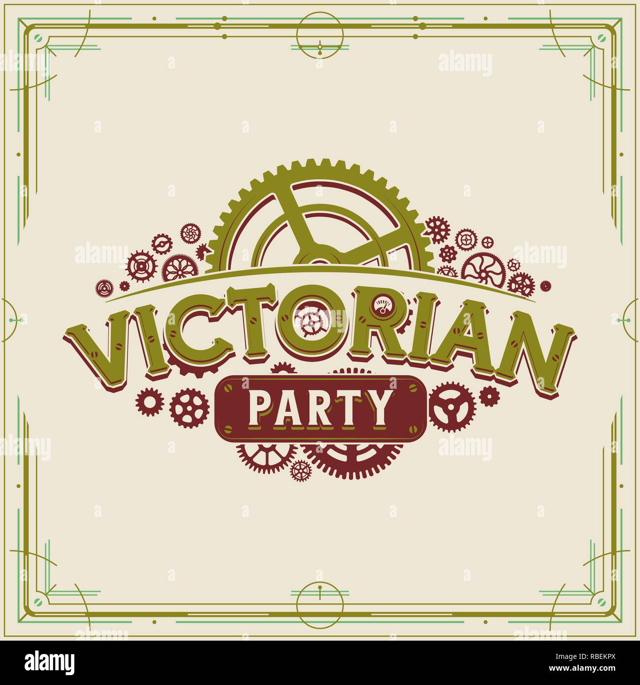 Victorian party vintage gears logo design victorian era cogwheels