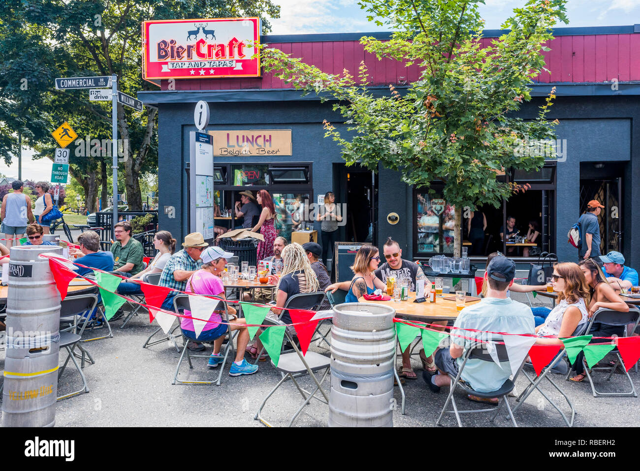 Biercraft Patio Car Free Day Commercial Drive Vancouver British Columbia Canada Stock Photo Alamy