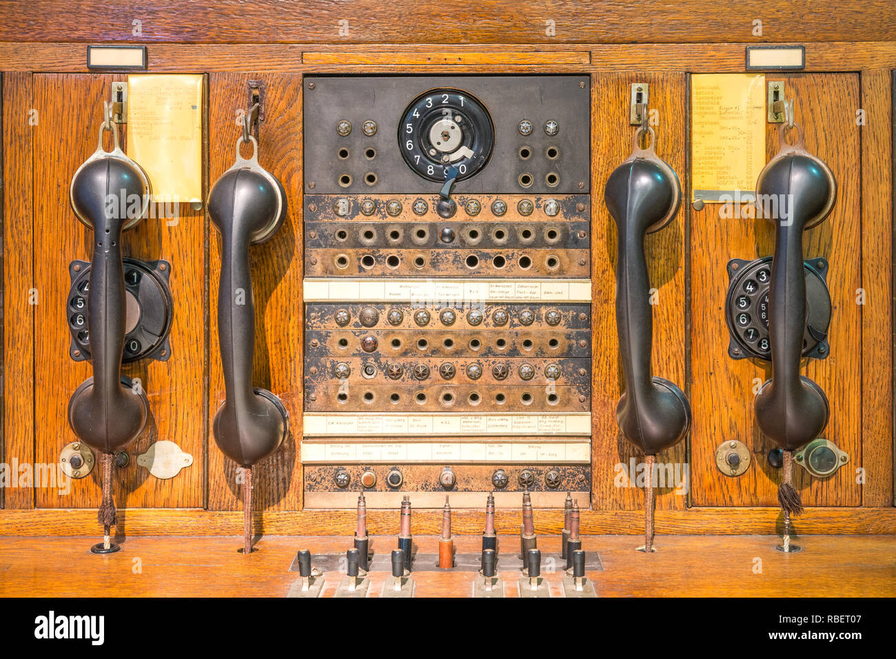 Old telephone system Stock Photo