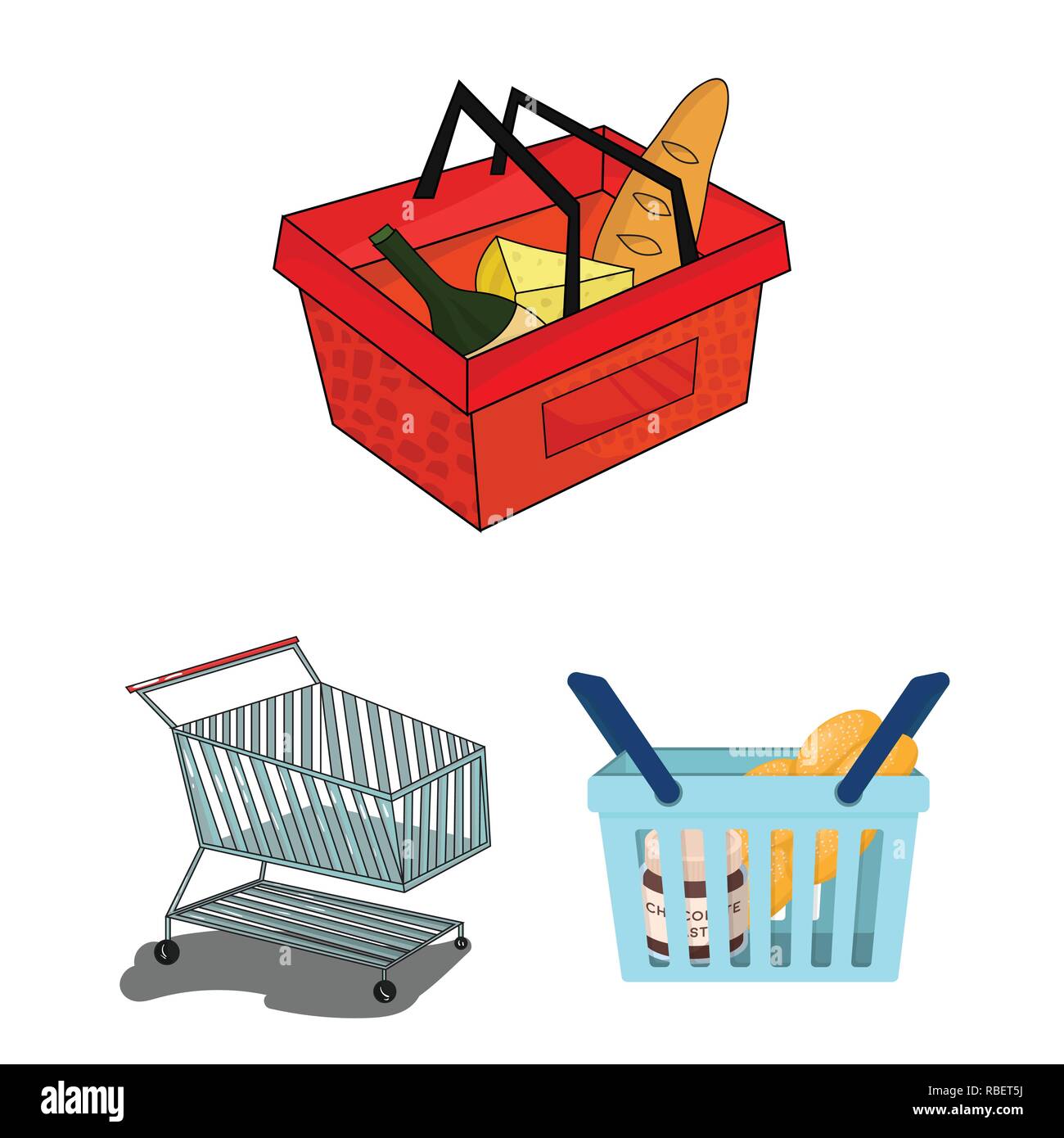 Full shopping basket market food and products Vector Image