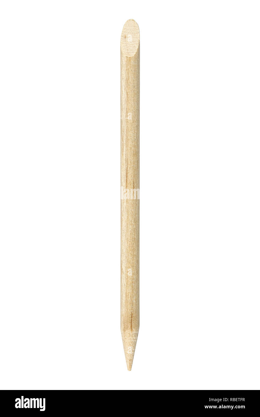 Bamboo wood cuticle pusher, isolated on white background, clipping path