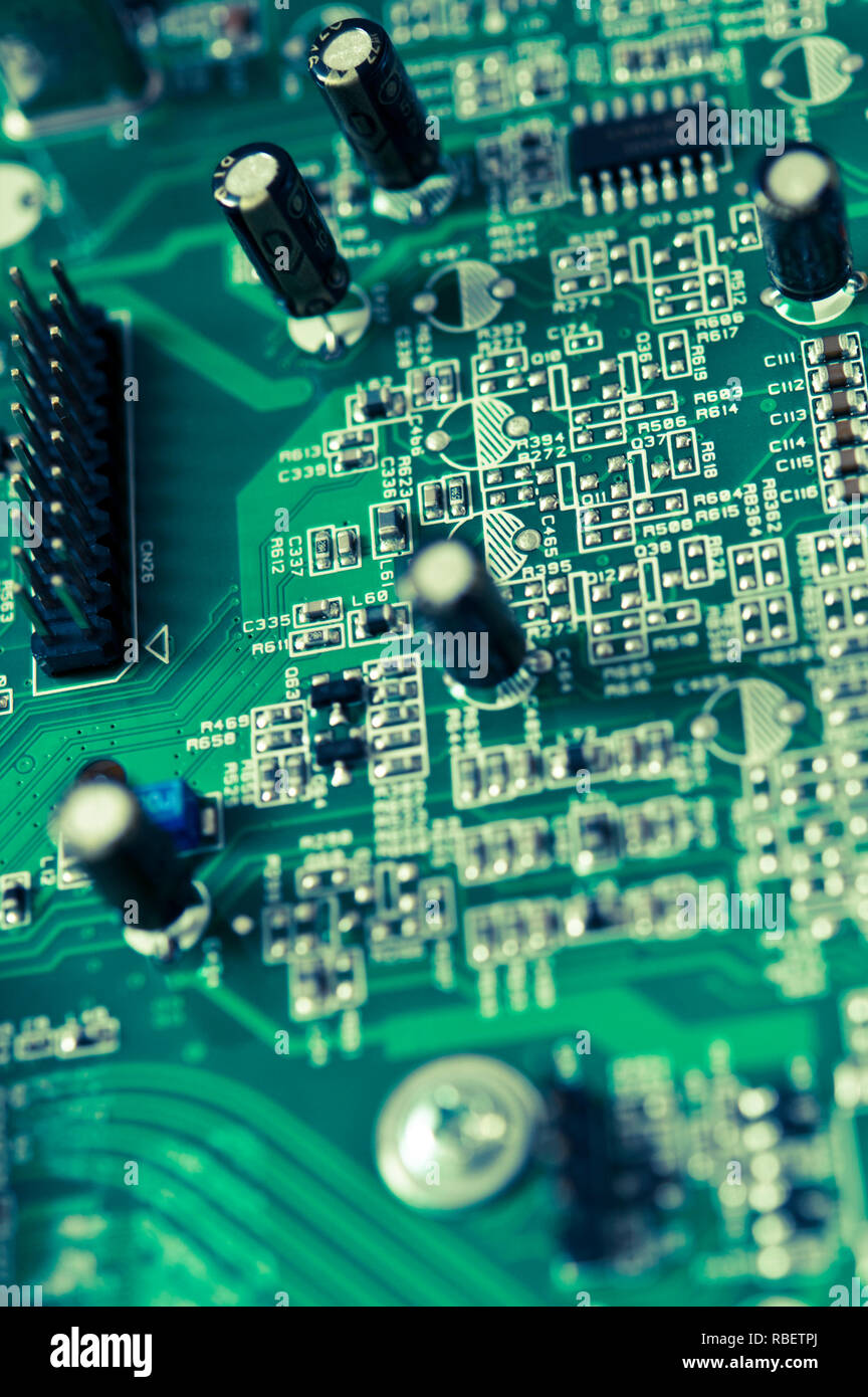 detail of a computer motherboard or printed circuit board containing the  principal components of a computer Stock Photo - Alamy