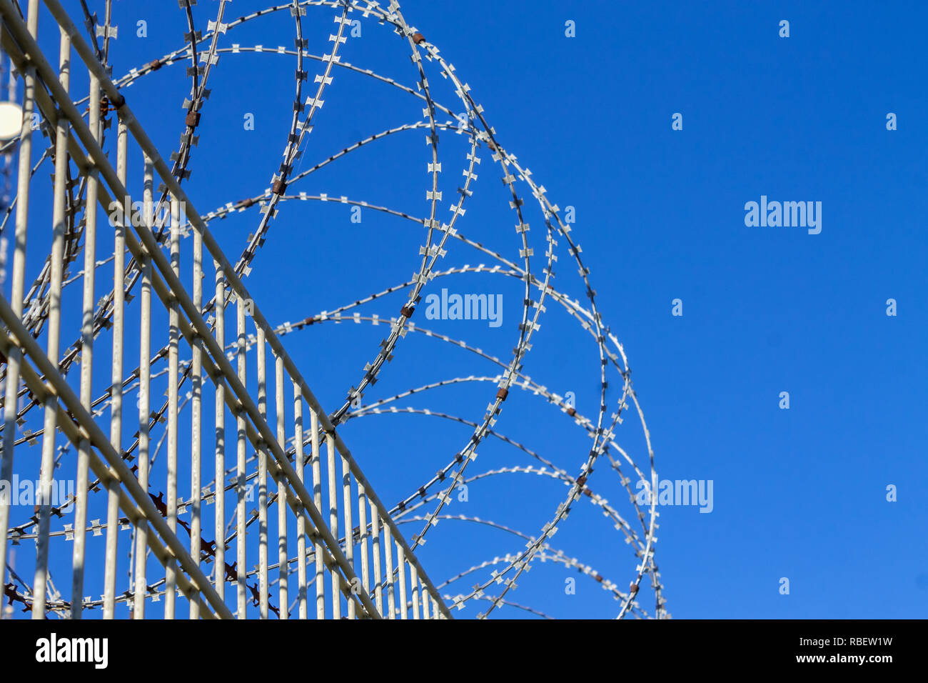 Barbed wire fence at the border hi-res stock photography and images - Alamy