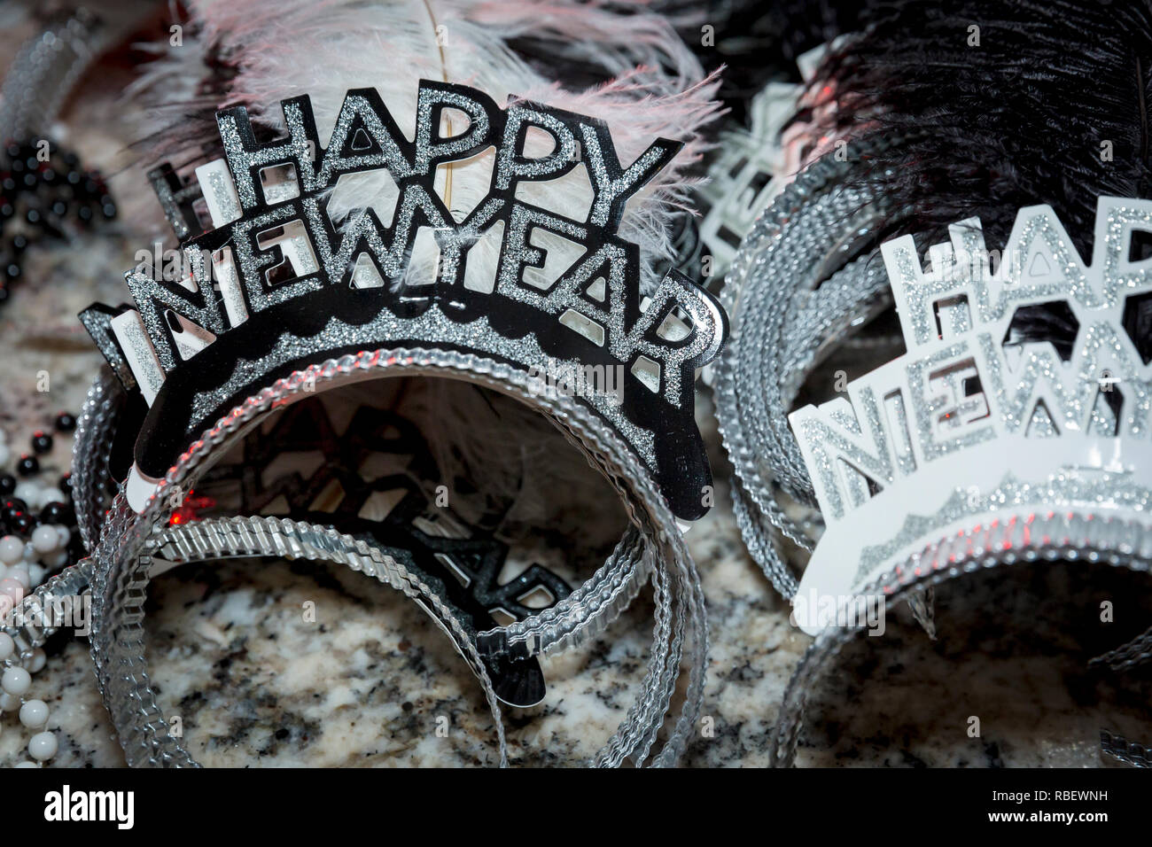 Happy New Years party headpieces. Stock Photo