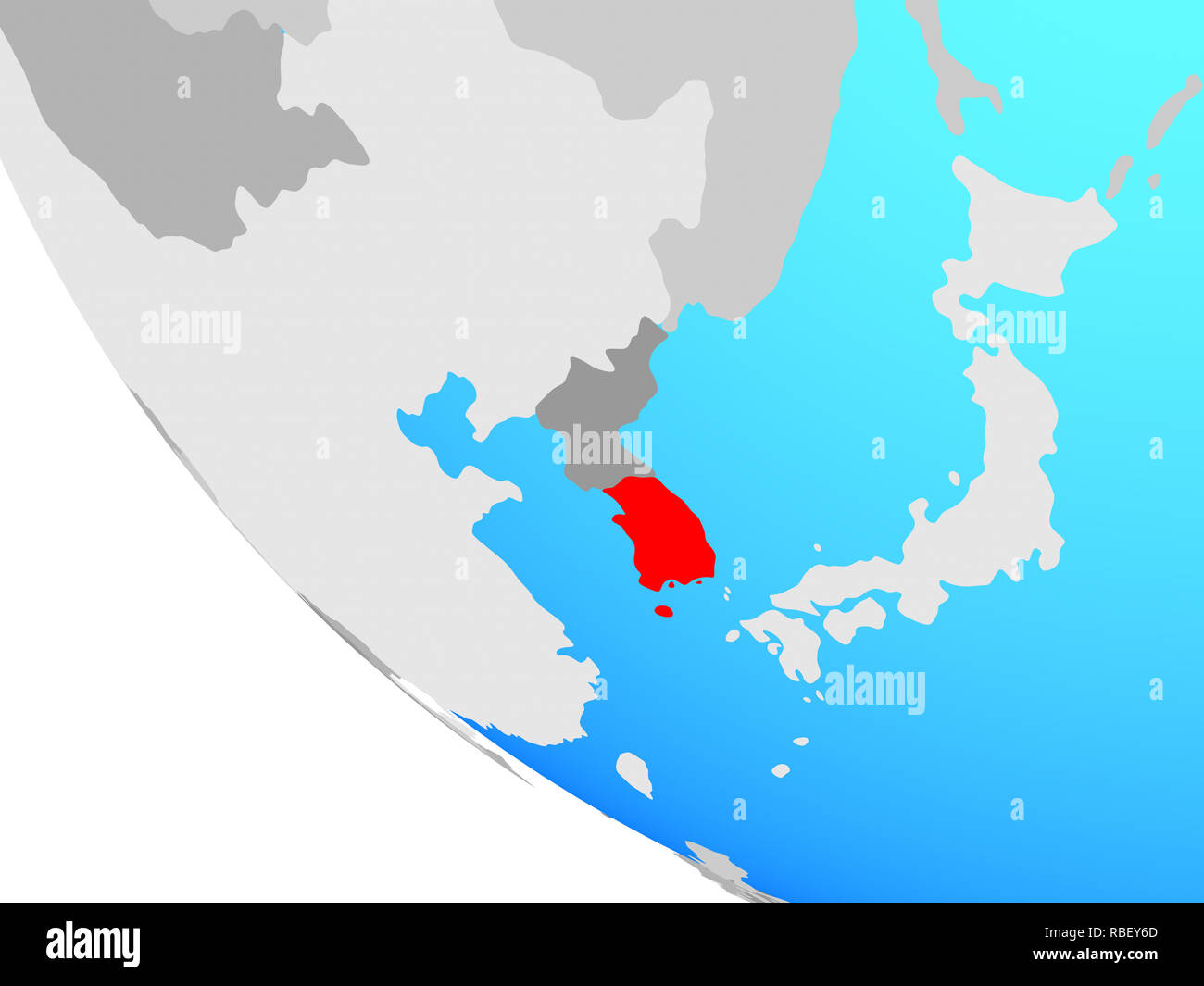 South Korea on simple globe. 3D illustration Stock Photo - Alamy