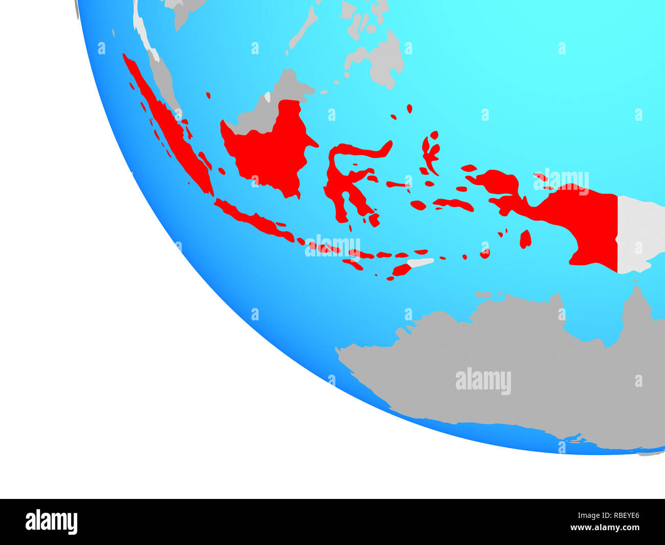 Indonesia on simple globe. 3D illustration. Stock Photo