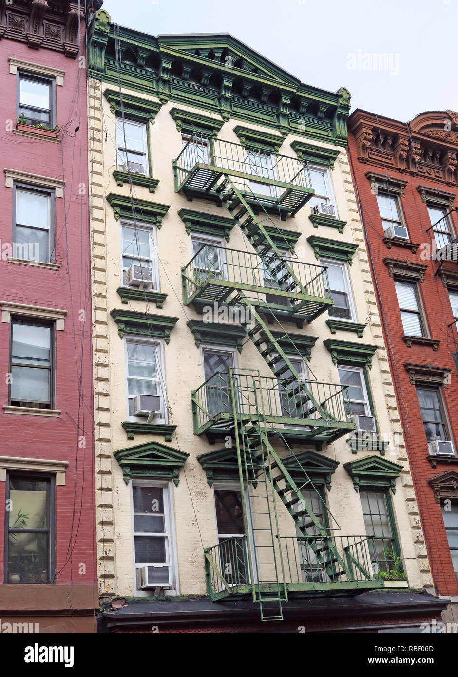 New York tenements, East 6th Street, East Village, Manhattan, New York City, NYC, NY, USA Stock Photo