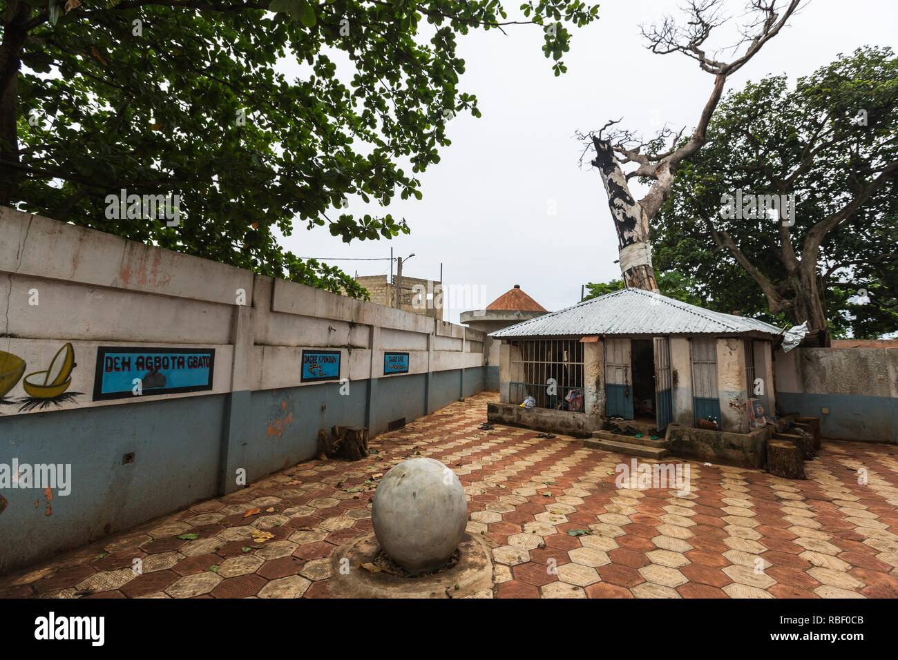 Royal Python Temple (Temple des pythons) in Ouidah, Benin, Africa. Stock Photo