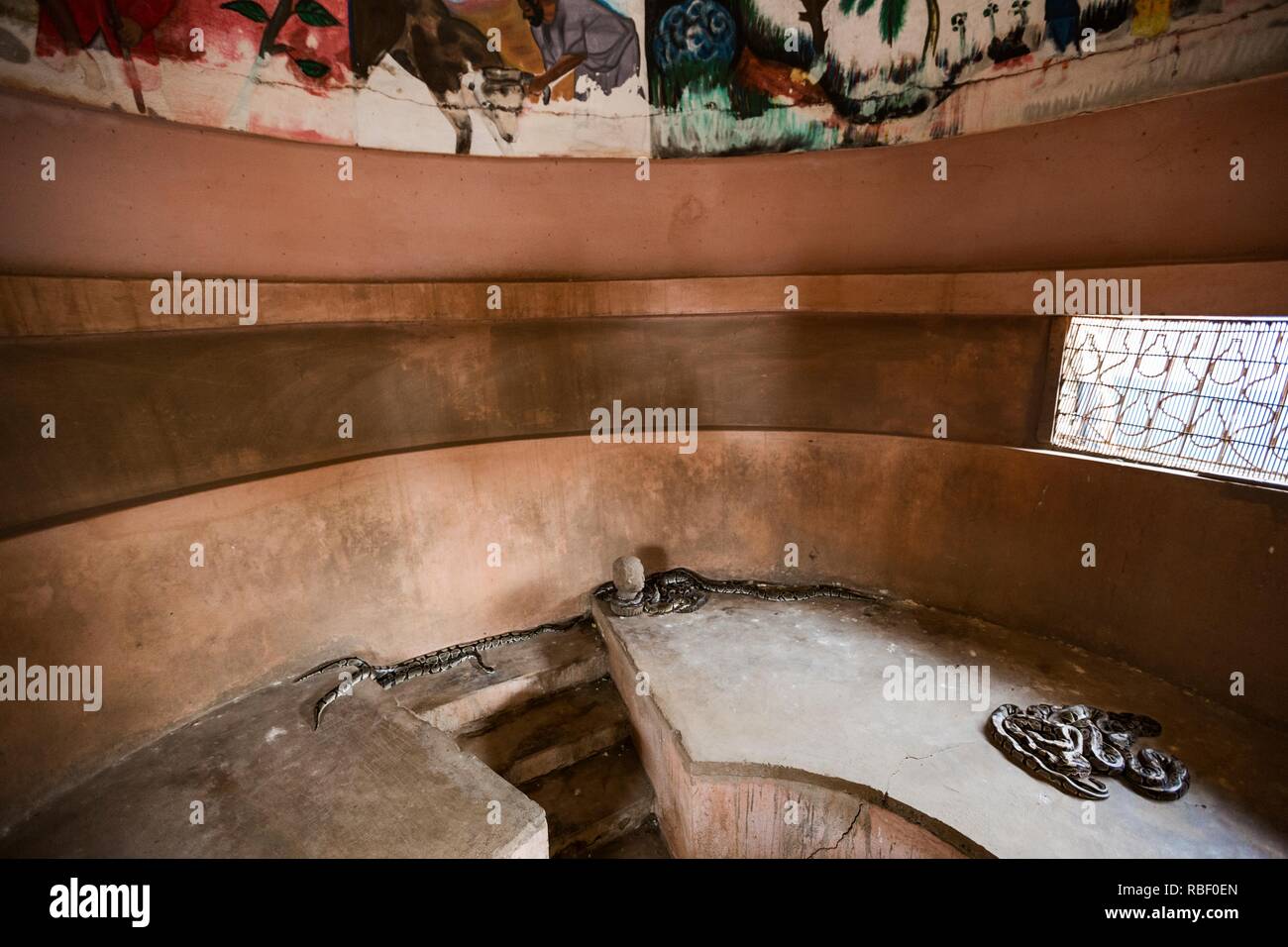 Royal Python Temple (Temple des pythons) in Ouidah, Benin, Africa. Stock Photo