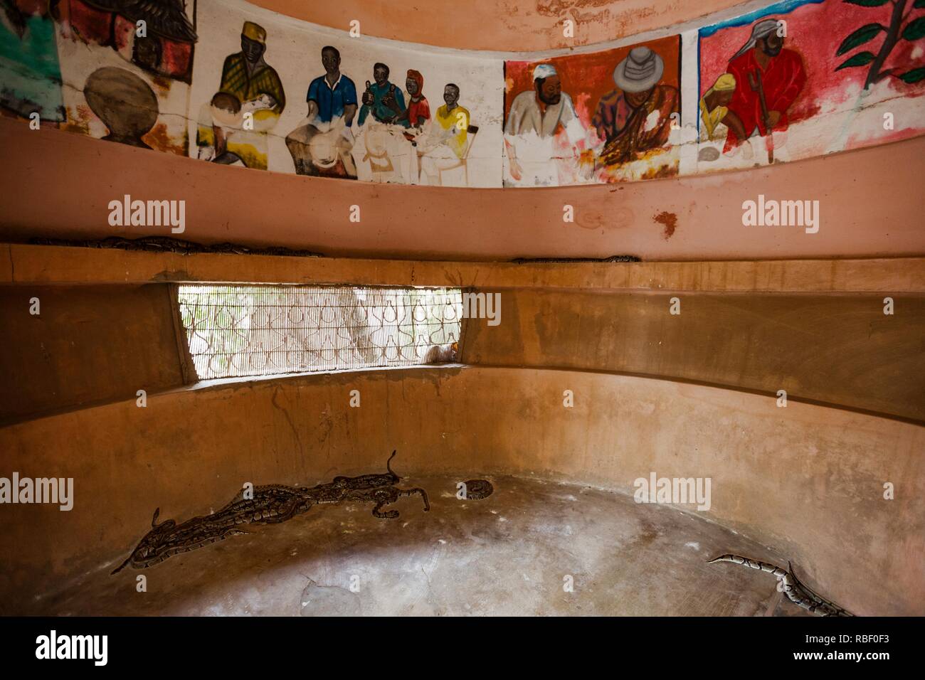Royal Python Temple (Temple des pythons) in Ouidah, Benin, Africa. Stock Photo
