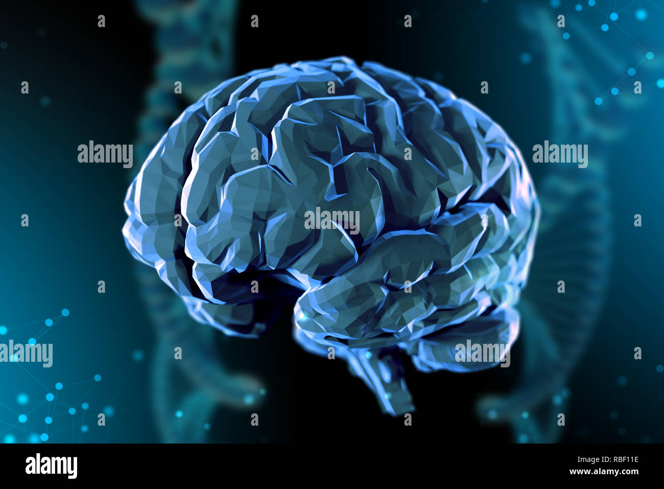 3d illustration digital brain on abstract background. The concept of ...