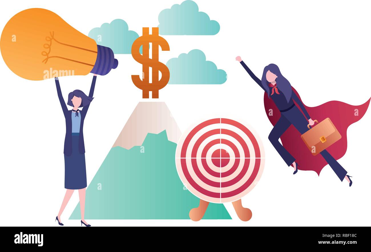 businesswomen with set of icons Stock Vector Image & Art - Alamy