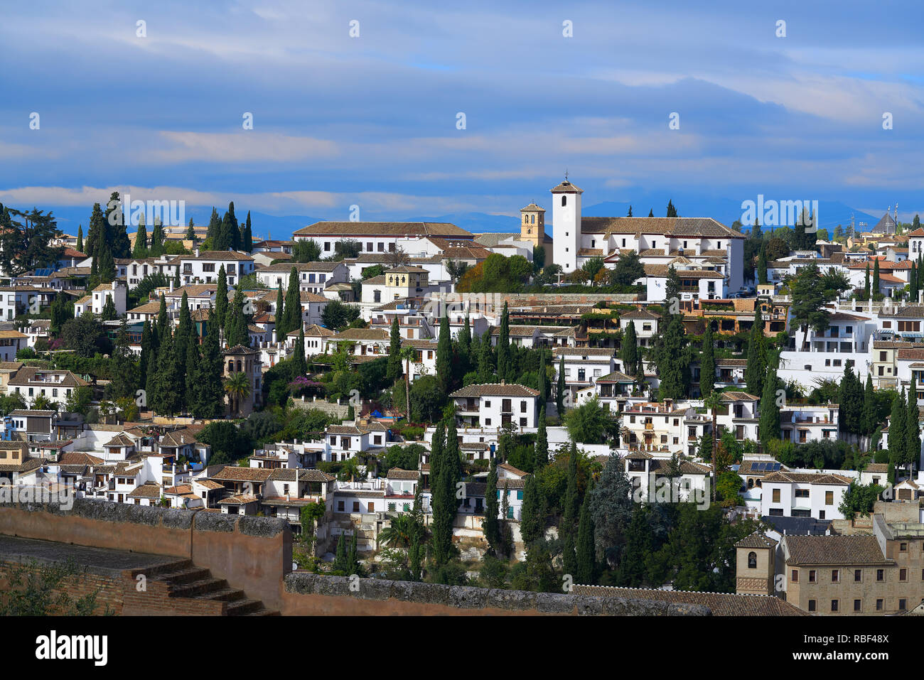 Albaicin view from Alhambra in Granada of Spain Albayzin district Stock Photo