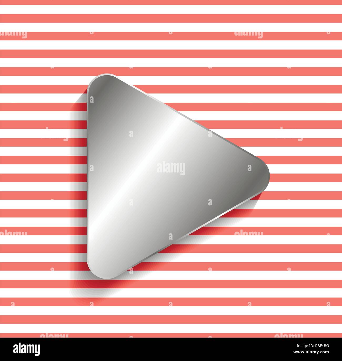 Creative vector cover design with metallic play button on striped background. Stock Vector