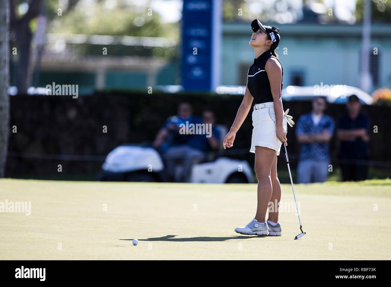 Honolulu Hawaii Usa 9th Jan 19 Rika Inoue Reacts To Her Missed Putt On The 9th Hole During The Pro Am Day Before The Sony Open At Waialae Country Club In Honolulu Hawaii