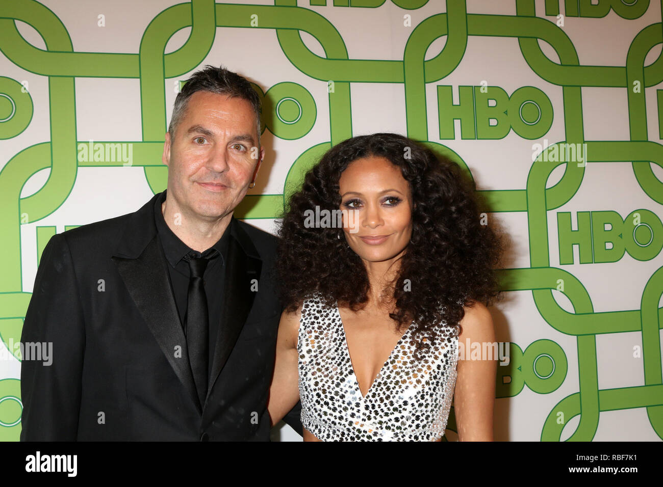 January 6, 2019 - Beverly Hills, CA, USA - LOS ANGELES - JAN 6:  Ol Parker, Thandie Newton at the 2019 HBO Post Golden Globe Party at the Beverly Hilton Hotel on January 6, 2019 in Beverly Hills, CA (Credit Image: © Kay Blake/ZUMA Wire) Stock Photo