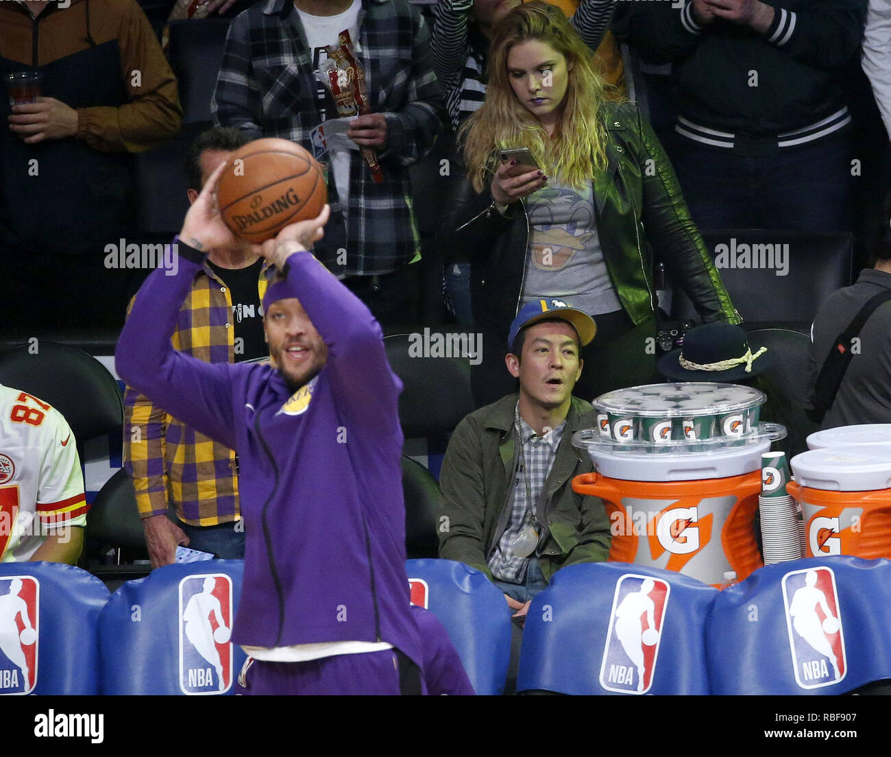 Los Angeles, California, USA. 9th Jan, 2019. Hong Kong-Canadian actor Edison Chen, as know as Edison Koon-hei Chen, Chen Guanxi, attends an NBA basketball game between Los Angeles Lakers and Detroit Pistons Wednesday, Jan. 9, 2019, in Los Angeles. Credit: Ringo Chiu/ZUMA Wire/Alamy Live News Stock Photo