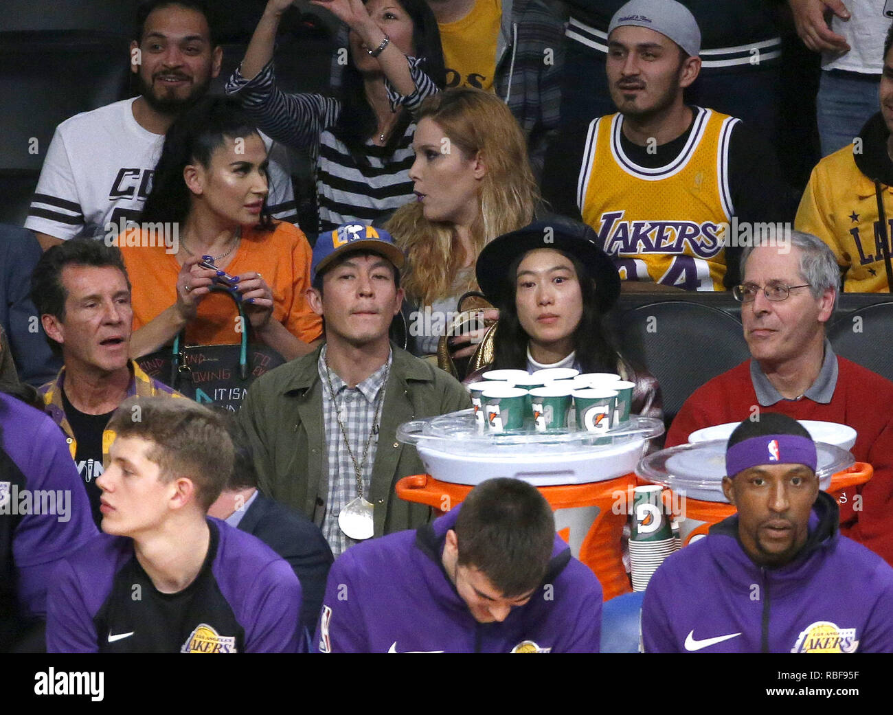Los Angeles, California, USA. 9th Jan, 2019. Hong Kong-Canadian actor Edison Chen, as know as Edison Koon-hei Chen, Chen Guanxi, watches attends an NBA basketball game between Los Angeles Lakers and Detroit Pistons Wednesday, Jan. 9, 2019, in Los Angeles. Credit: Ringo Chiu/ZUMA Wire/Alamy Live News Stock Photo