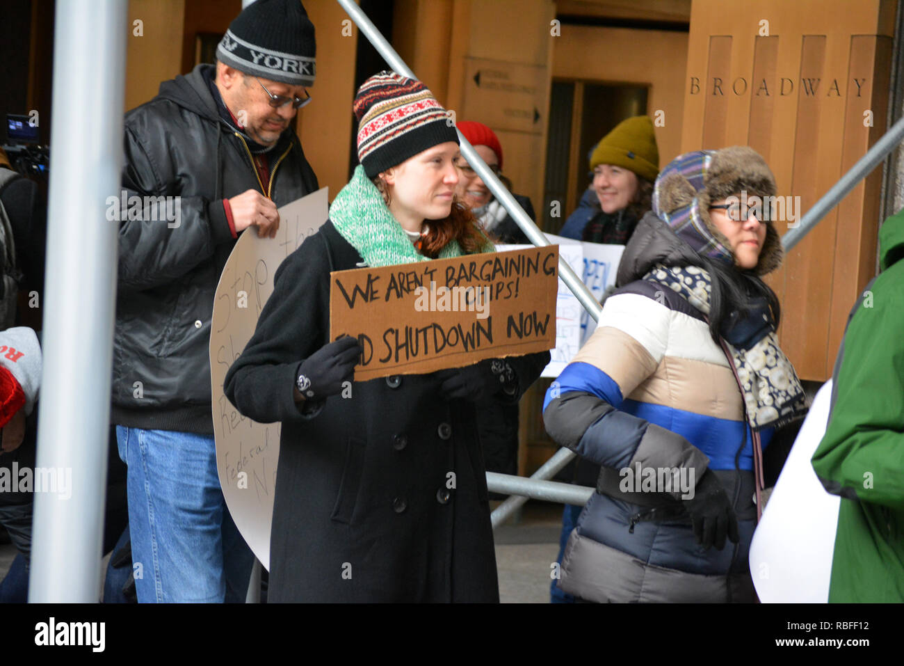 New York City, USA. 9th Jan 2019. Furloughed workers protesting the Federal Government shutdown in New York City Credit: Christopher Penler/Alamy Live News Stock Photo