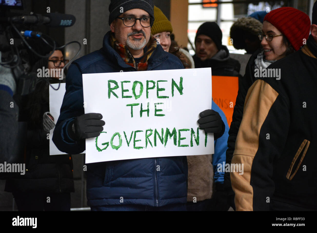 New York City, USA. 9th Jan 2019. Furloughed workers protesting the Federal Government shutdown in New York City. Credit: Christopher Penler/Alamy Live News Stock Photo