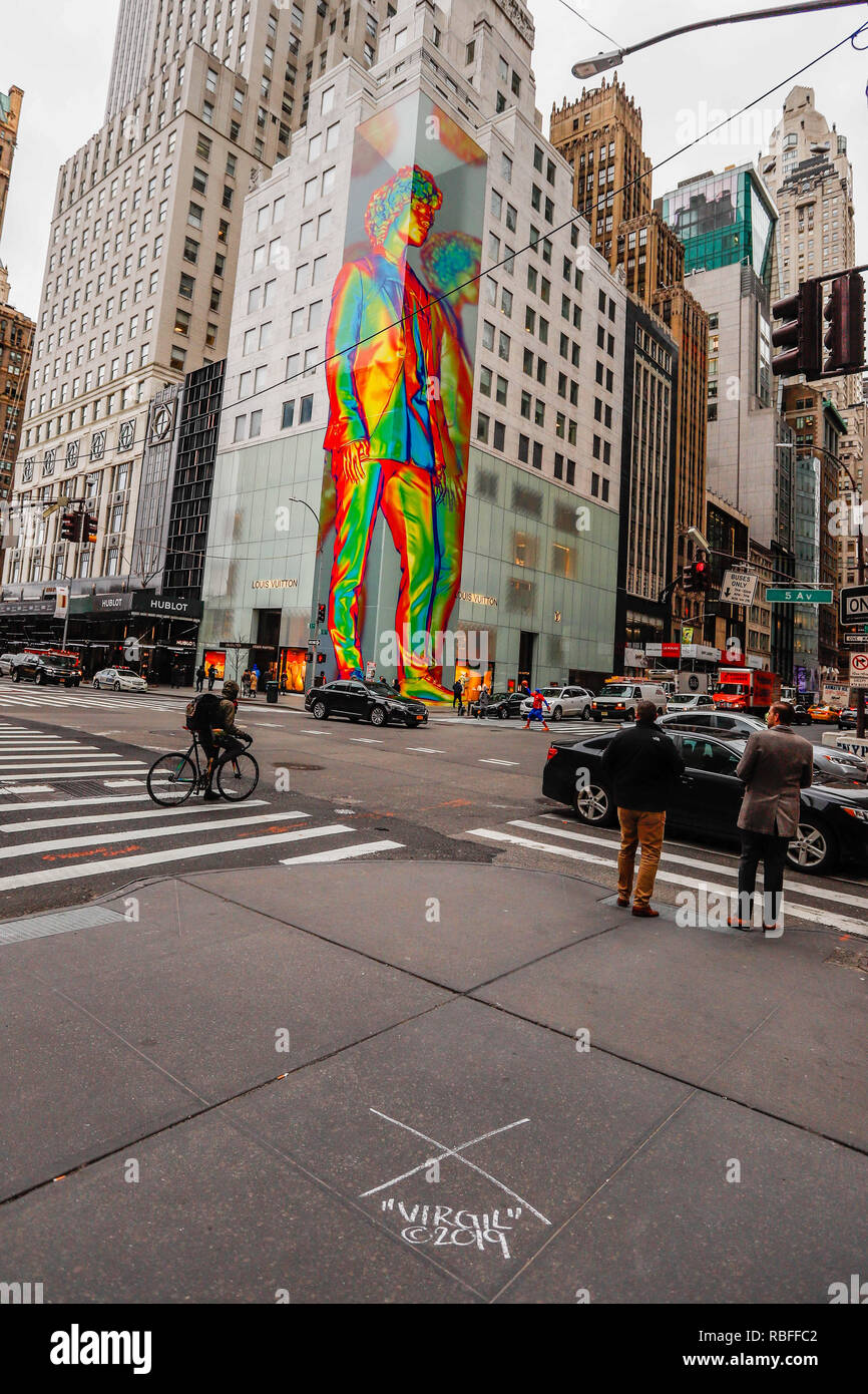 New York's Fifth Avenue covered in frenzied spots as Louis Vuitton