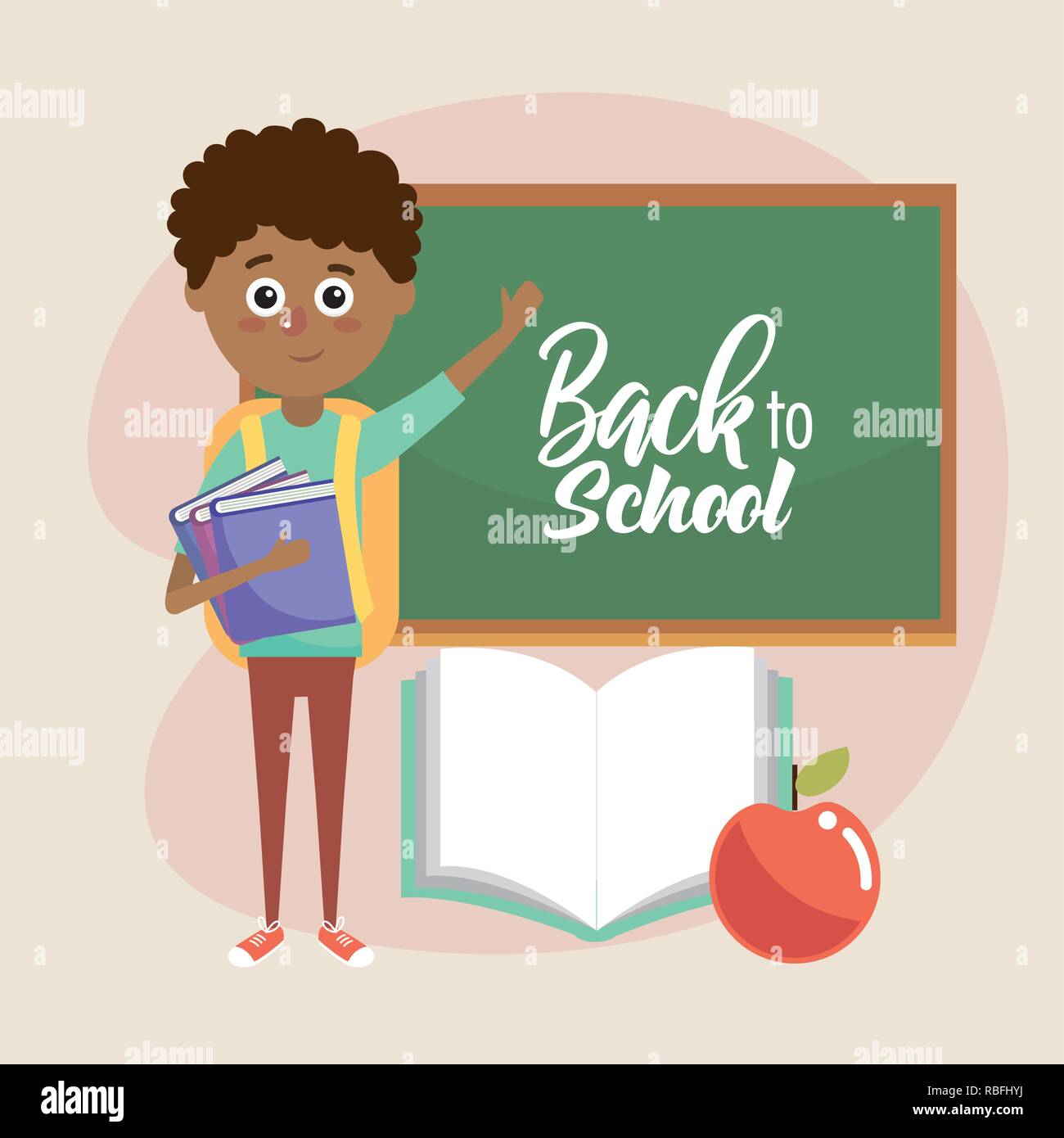 boy with backpack and books to back school Stock Vector Image & Art - Alamy