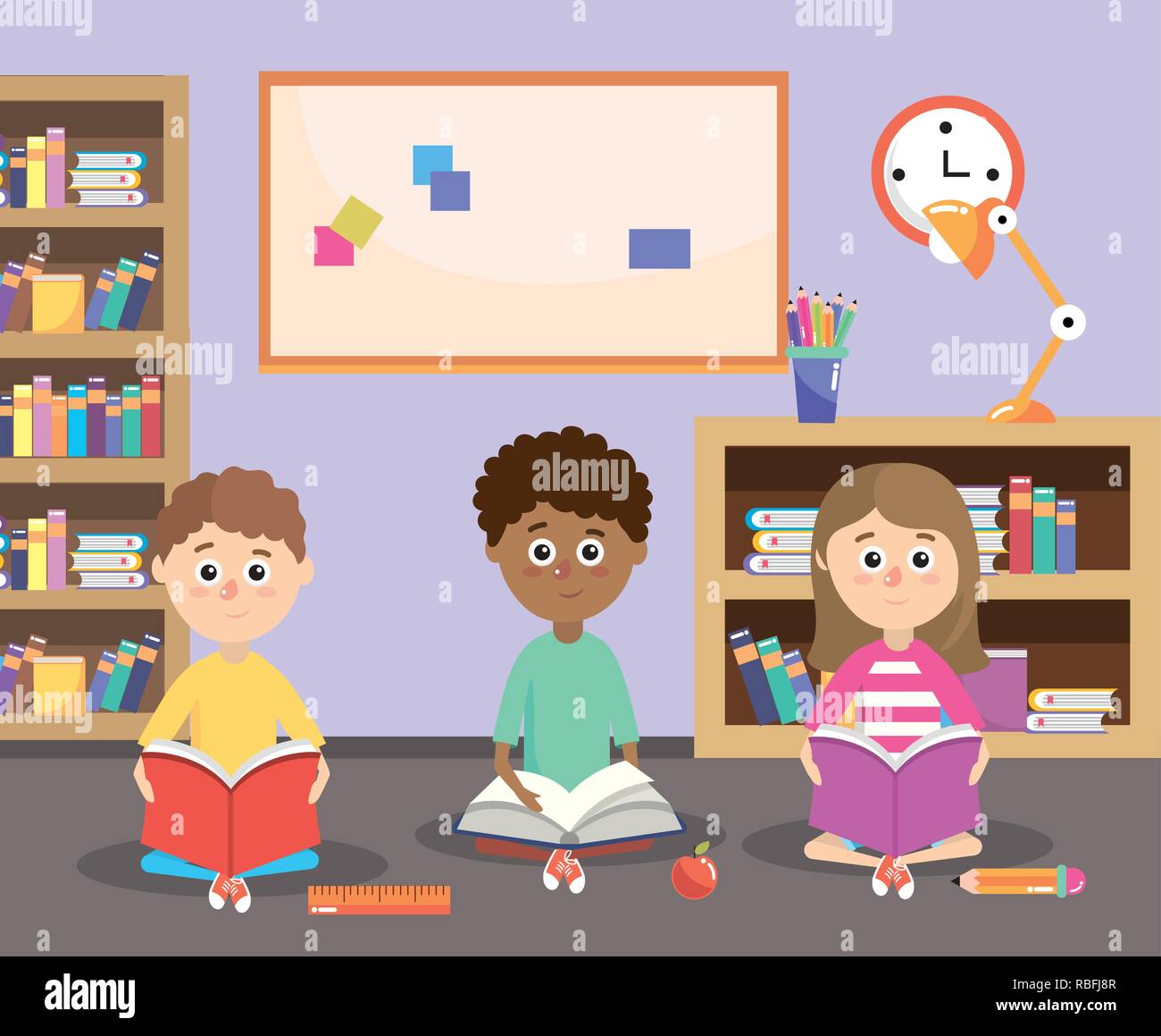 Classroom in a book. Vector stock classroom names.