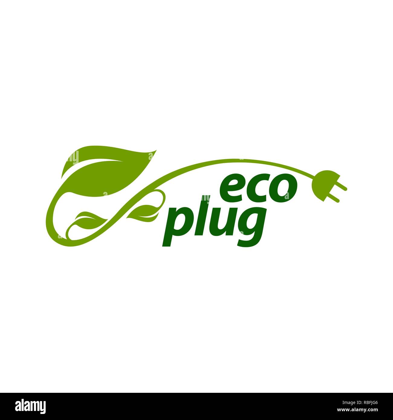 eco plug stem leaves with electric plug icon logo concept design template idea Stock Vector