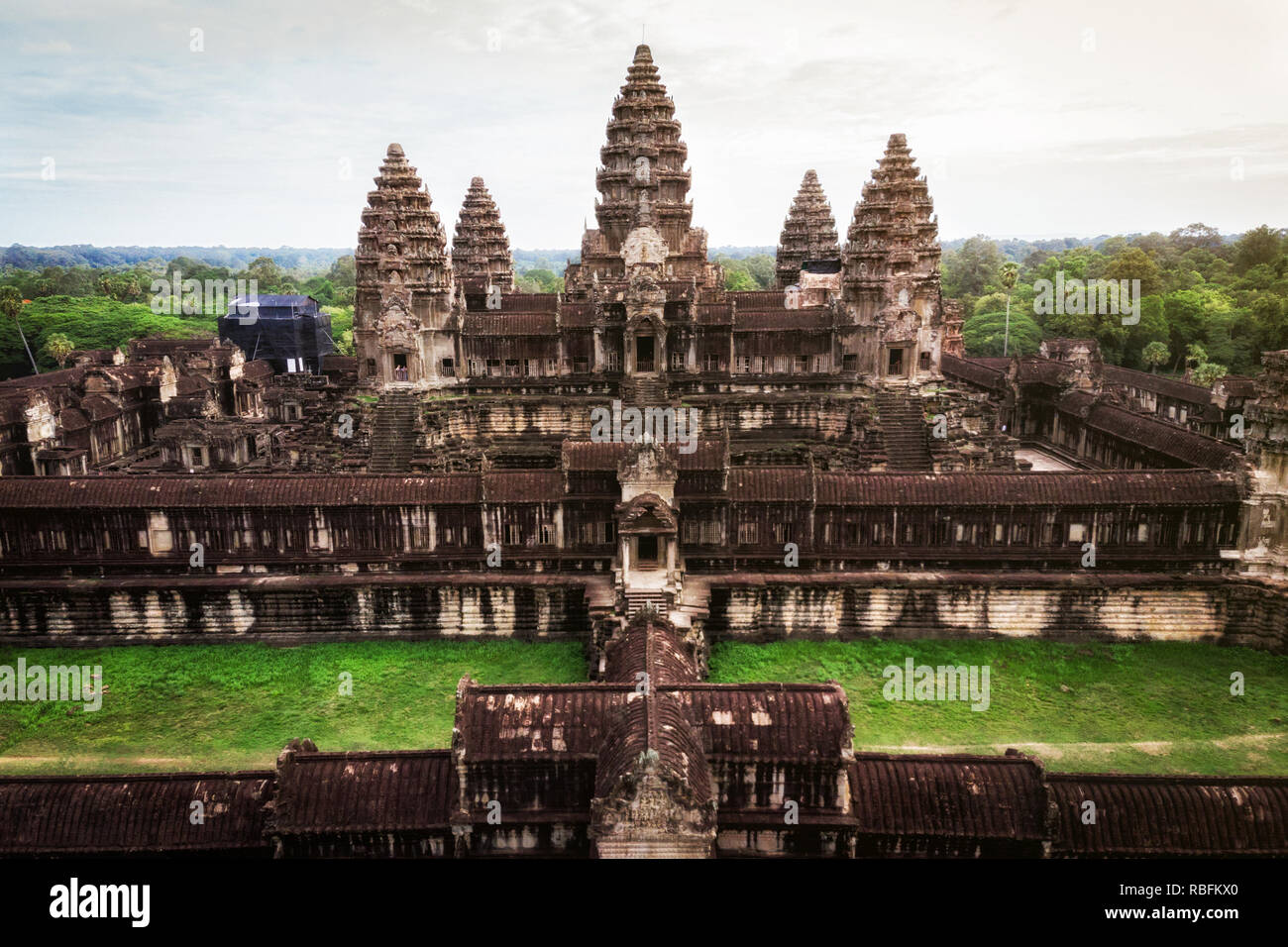 Aerial view of Angkor Wat temple, Siem Reap, Cambodia. Stock Photo