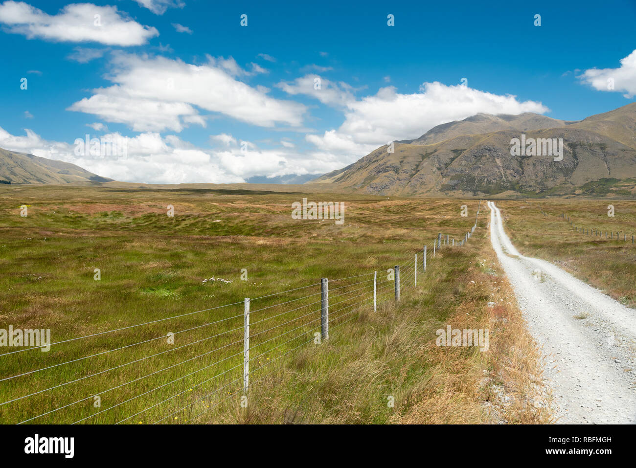 Empty dirt road in the South Island of New Zealand Stock Photo