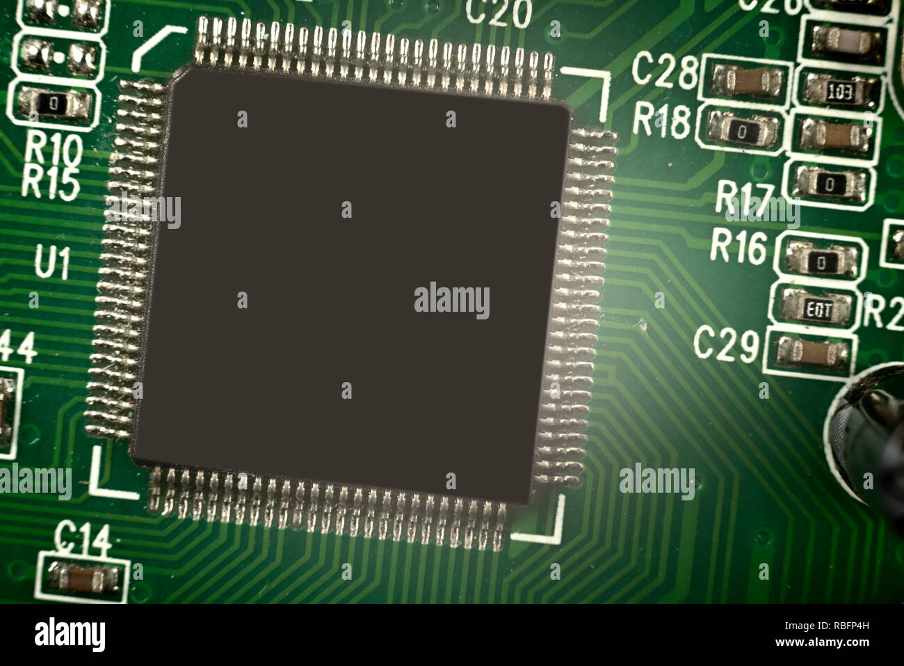 Closeup of Electronic chip in a computer circuit board Stock Photo Alamy