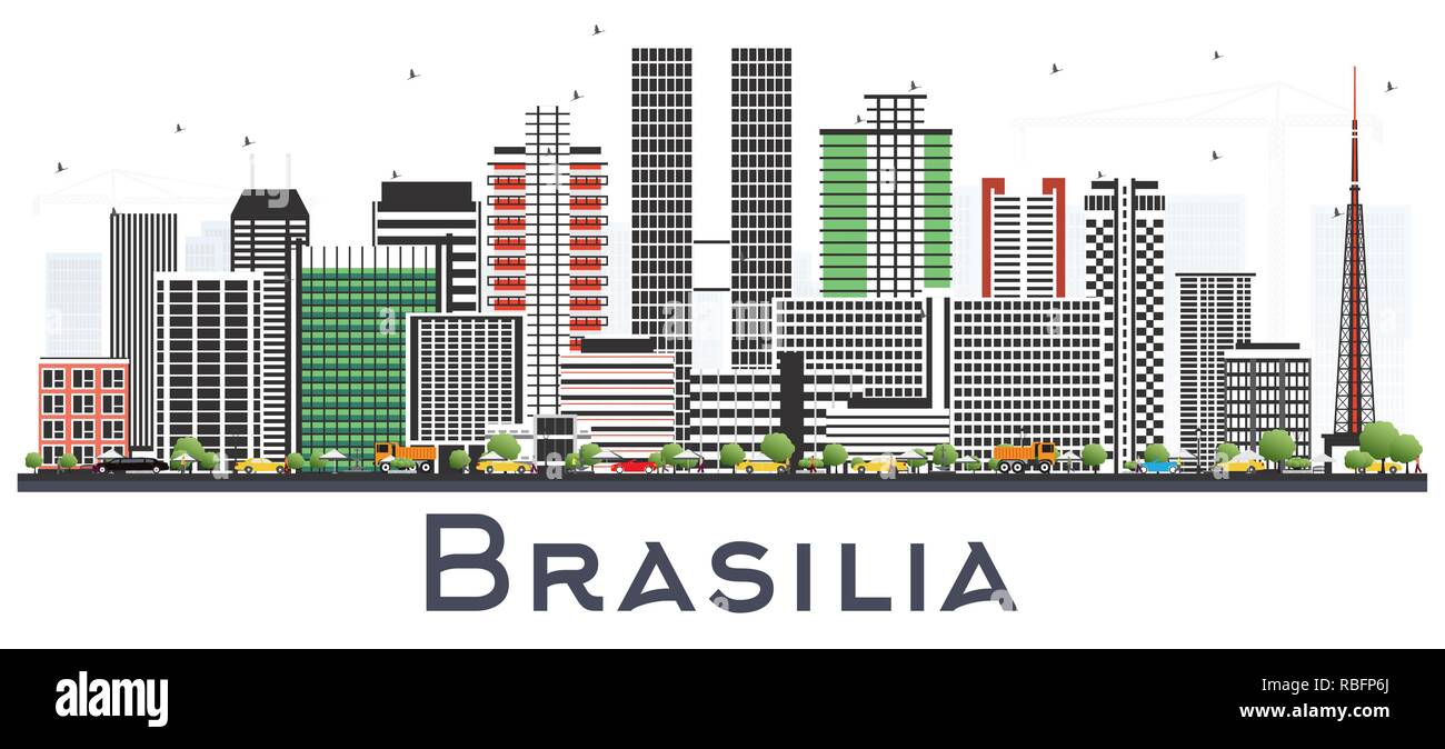 Brasilia Brazil City Skyline with Gray Buildings Isolated on White. Vector Illustration