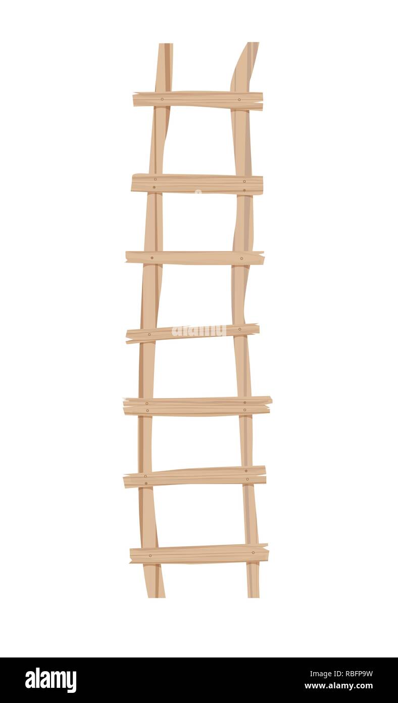 Wooden Ladder Isolated on White Background. Vector Illustration. Stock Vector