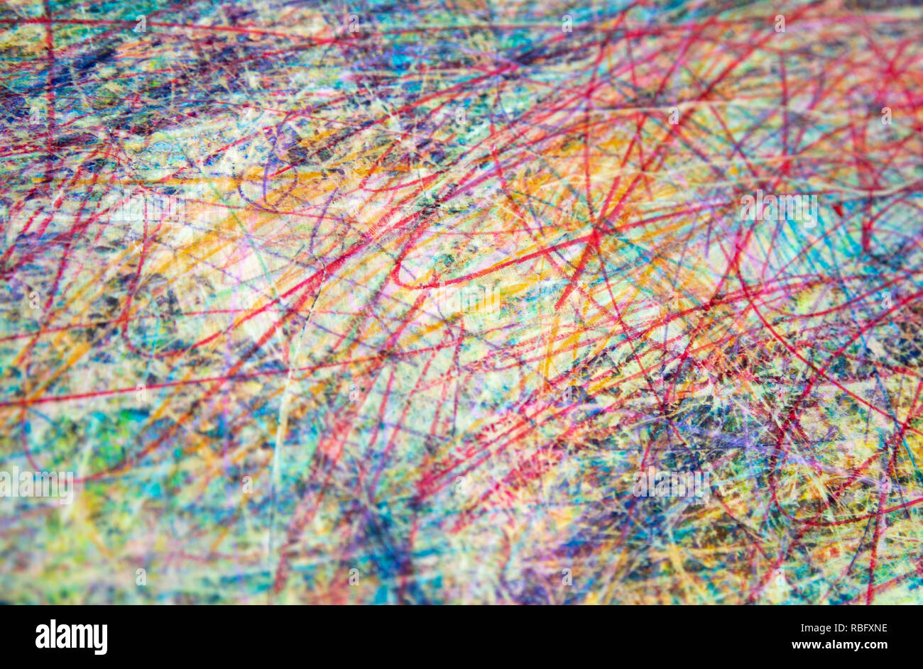 Multicolored art pastel background texture. Child drawing Stock Photo