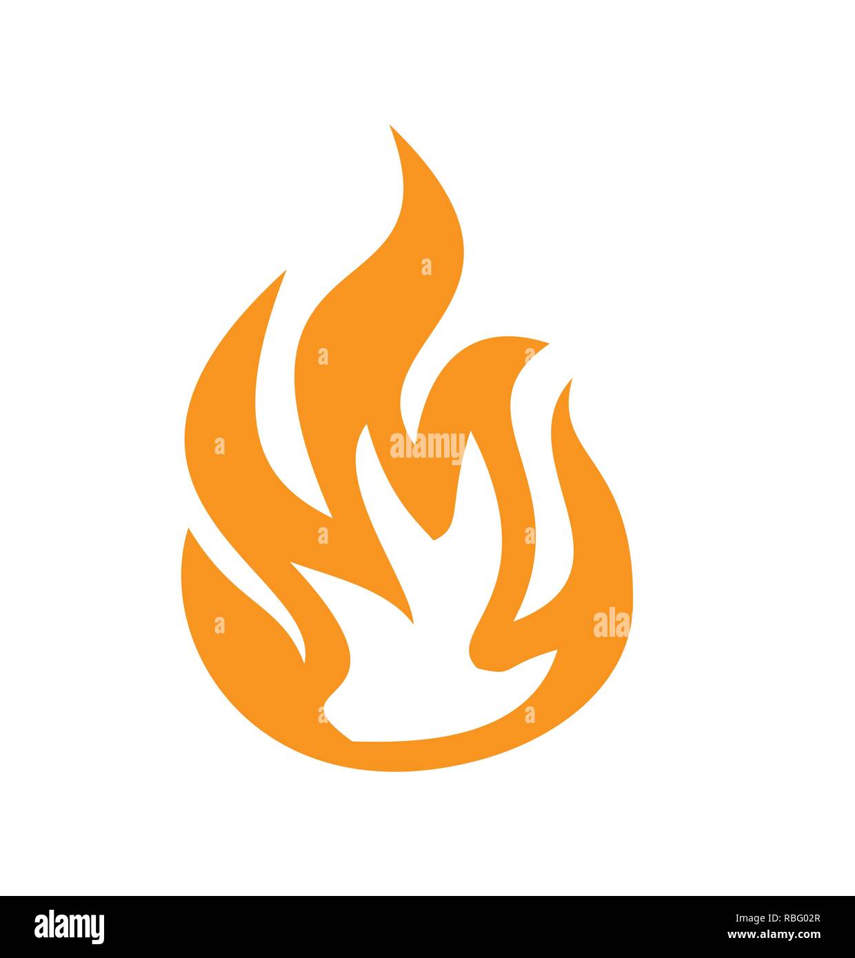 Flame orange icon on white background for graphic and web design