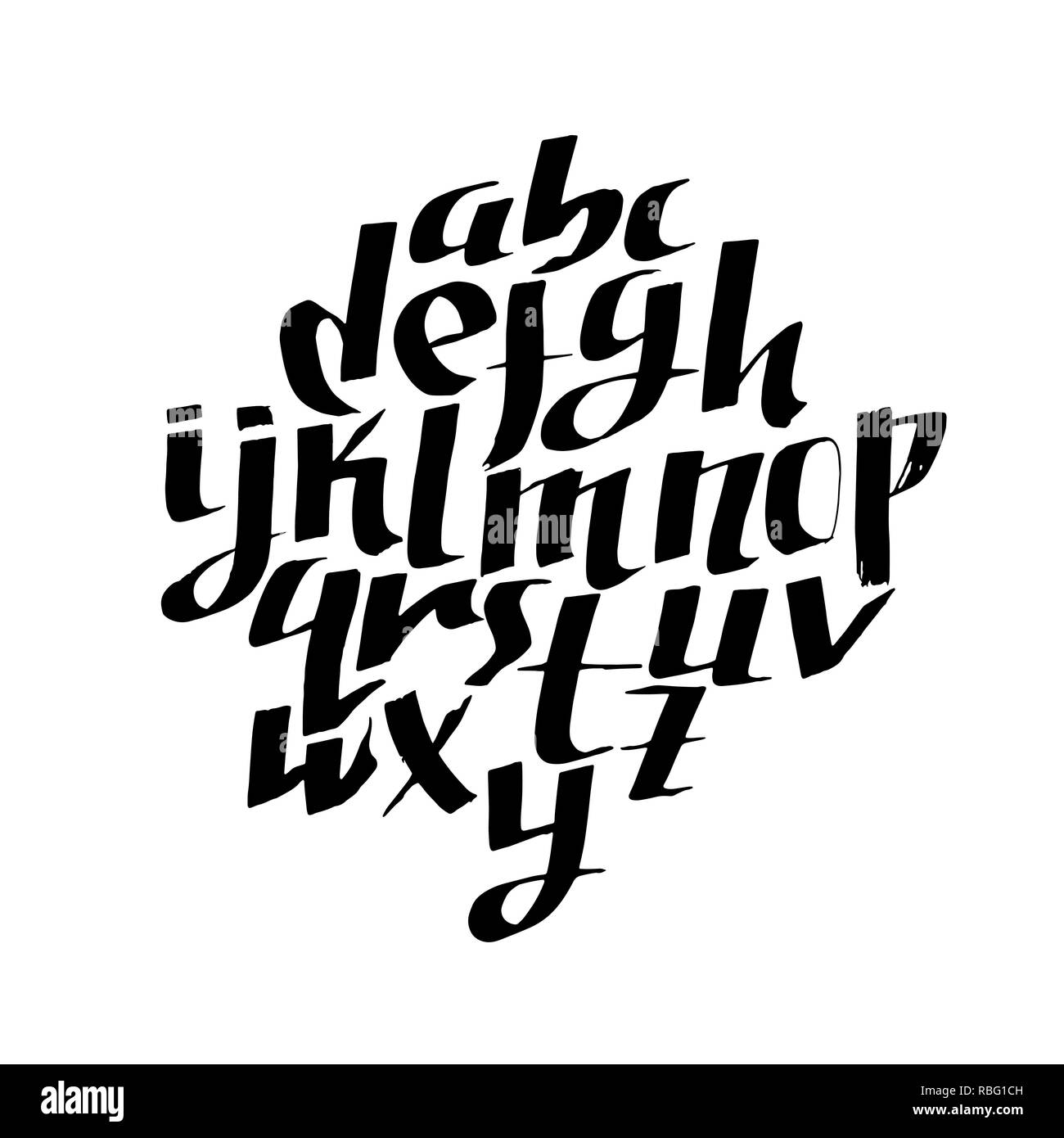 Grunge old pen gothic font. Blackletter script. Vector illustration ...