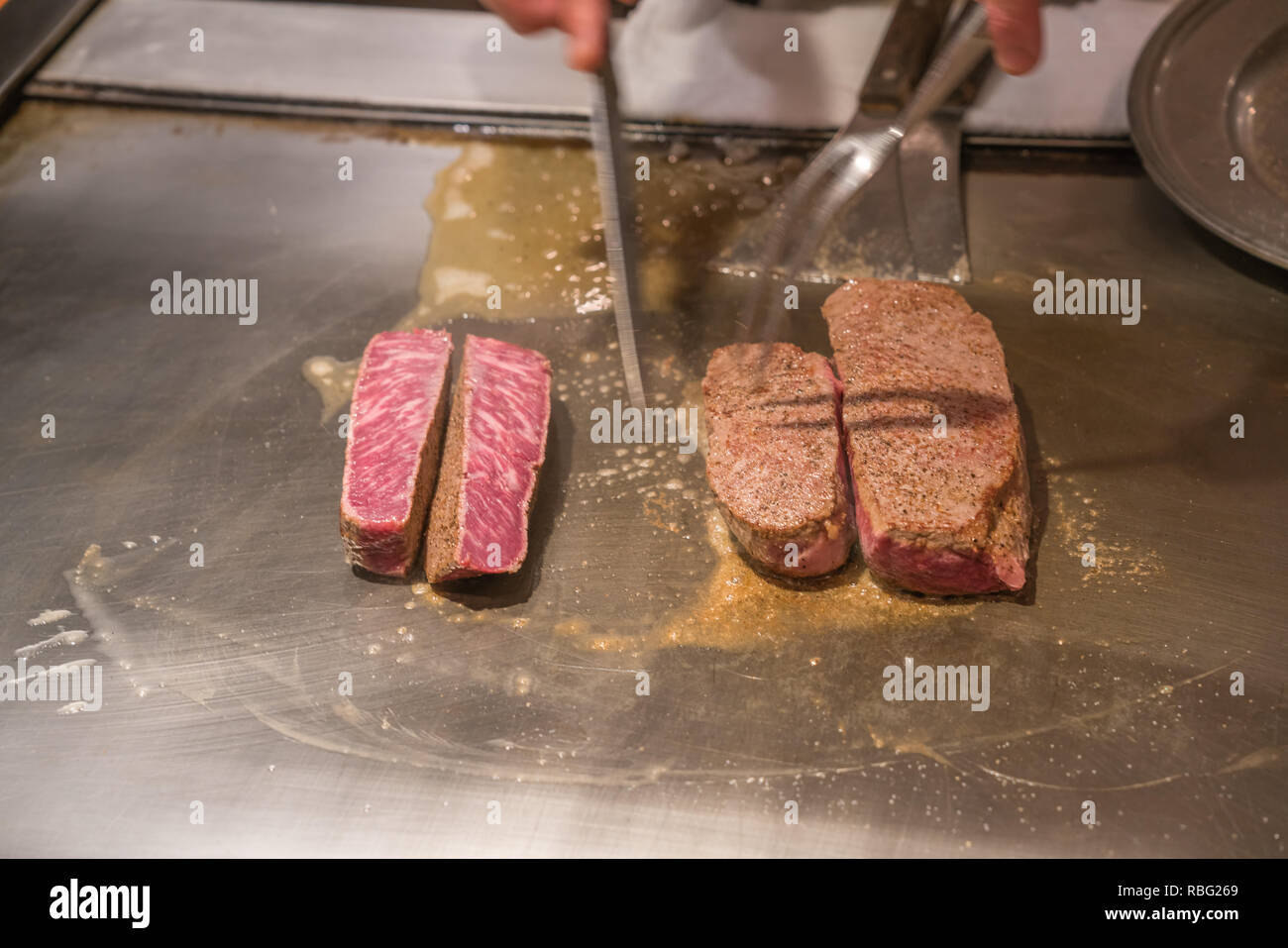 Grilled Wagyu Kobe Beef Steak Stock Photo Alamy