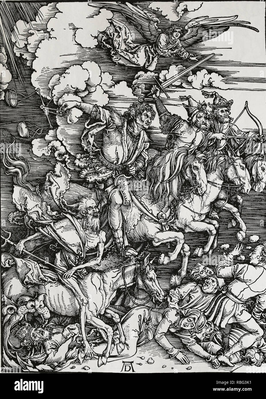 The Four Horsemen of the Apocalypse. Woodcut by Albrecht Durer. 1498. Stock Photo