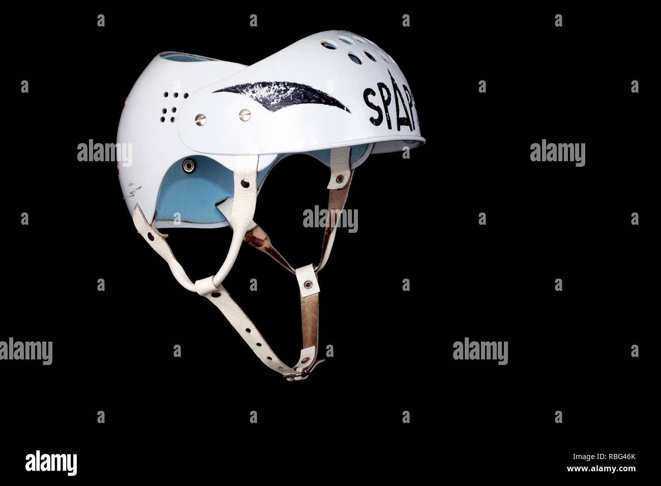 UMEA, SWEDEN ON CA: DECEMBER, 2018. View of Spaps first hockey helmet  supported by Sven Tumba Johansson. Editorial use Stock Photo - Alamy