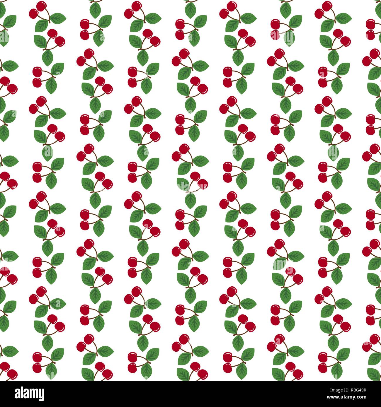 Pair of cherries seamless pattern on white Stock Vector