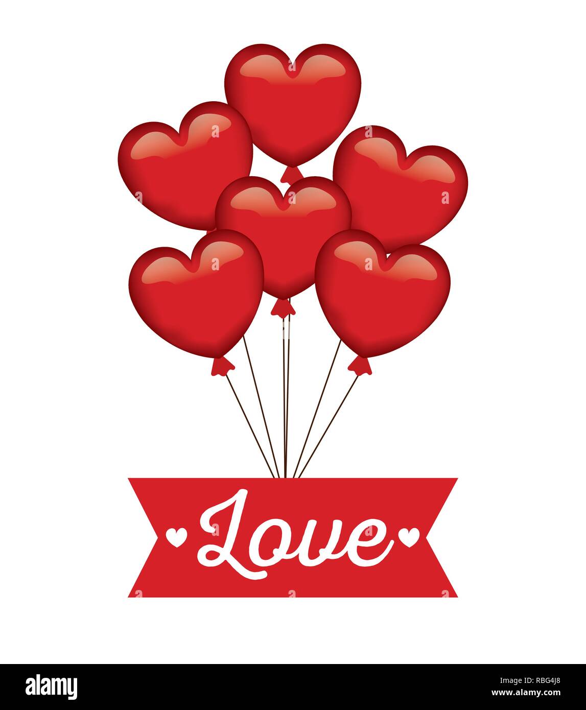 happy valentines day card with hearts balloons helium Stock Vector ...