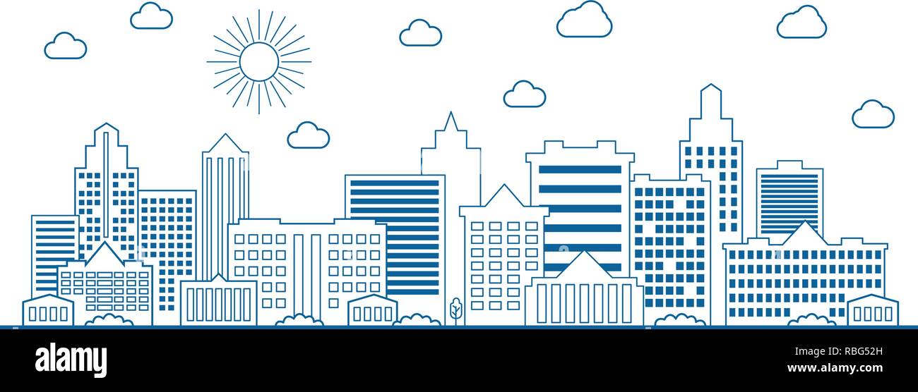Line Art Modern Big City Background Stock Vector Image & Art - Alamy