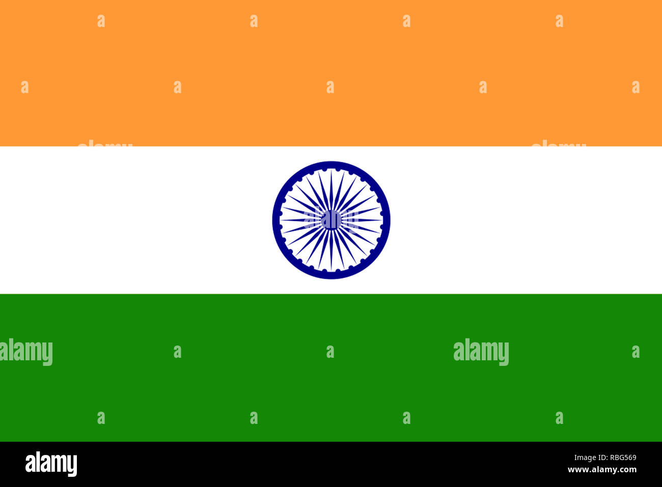 Indian flag on the continent of Asia Stock Photo